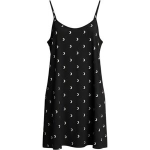 Gypsy Warrior Black Crescent Moon Print Mini Dress Spaghetti Strap Small USA